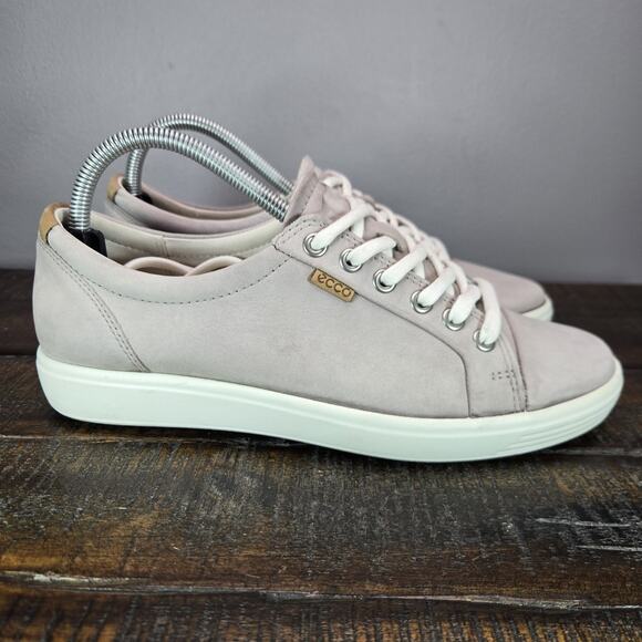 Ecco Soft 7 Womens Size 8-8.5 EU 39 Lace Up Shoes Sneakers Gray - Picture 1 of 12